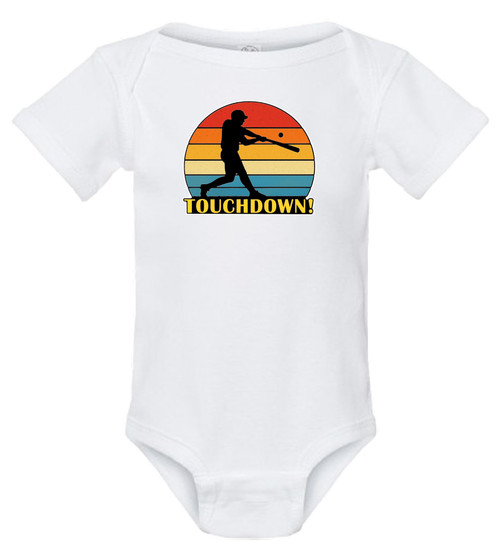 Baseball Touchdown Football Mashup Funny Sports Baby One Piece & Infant White Bodysuit