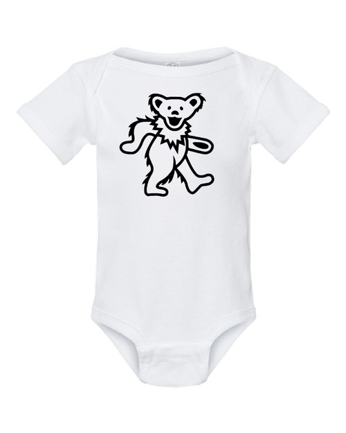 Dancing Bear Baby Grateful Hippie Dead Music Baby Onesie & Infant White Bodysuit