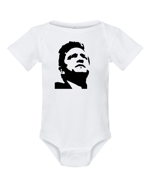 Johnny Man Dressed in Black Cash Country Music Baby Onesie & Infant White Bodysuit