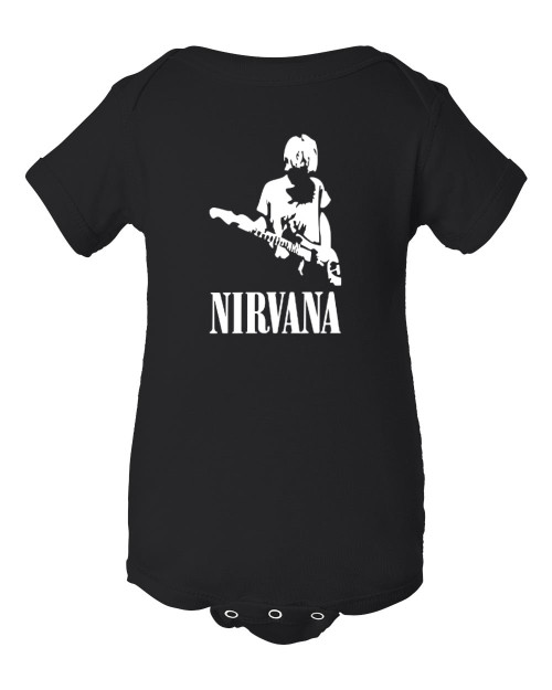 Nirvana Cobain Baby Black Bodysuit Grunge Rock Jumper