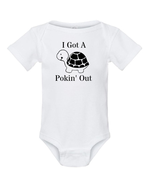 Turtle Poking Out Funny Baby Onesie & Infant White Bodysuit