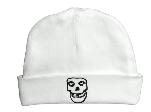 Misfits Fiend Club Infant Baby Punk Rock & Roll White Beanie Cap Danzig Skull