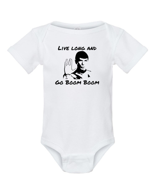 Star Space Trek Spock Live Long Go Boom Baby infant Bodysuit