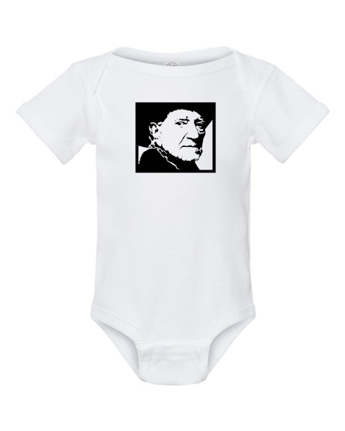 Willie Ponytail Nelson Folk Music Baby Onesie & Infant White Bodysuit Willie Ponytail Nelson Folk Music Baby Onesie & Infant White Bodysuit