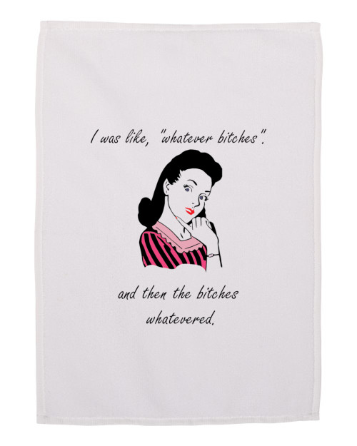 Funny Gift Hand Towel for Women Whatever Bitches White 11x18 Inches