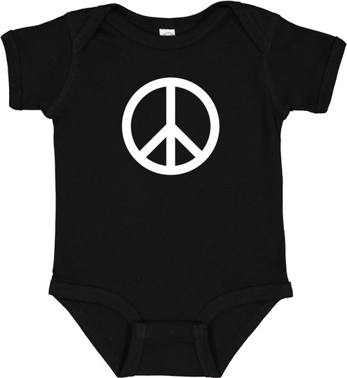 Peace Symbol Hippie 60s Baby Infant Bodysuit Onesie Black