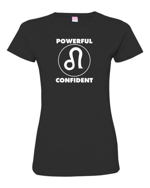 Astrology Zodiac Power Women Custom Cotton Fitted T-Shirt - Black Leo