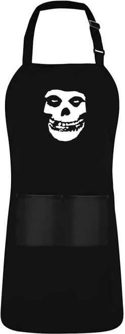 Fiend Misfits Skull Heat Transfer Black Punk Rock & Roll Adjustable 2 Pocket Kitchen Apron & Pinny