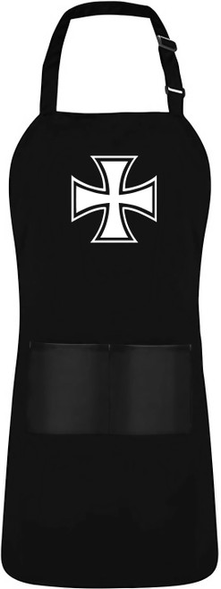 Iron Cross War Emblem Heat Transfer Black Adjustable 2 Pocket Kitchen Apron & Pinny Iron Cross War Emblem Heat Transfer Black Adjustable 2 Pocket Kitchen Apron & Pinny