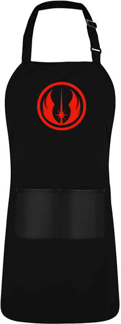 Star Force Jedi Emblem Heat Pressed Black Adjustable 2 Pocket Kitchen Apron & Pinny
