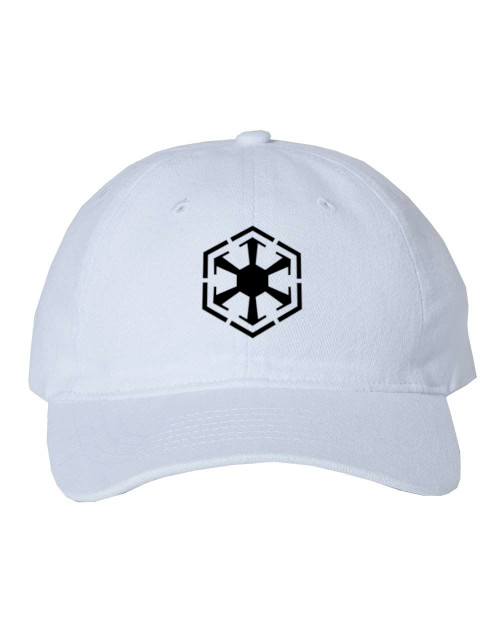 Star Force Sith Lord Dark Side Heat Pressed Hat - Adult White Twill Adjustable Cap