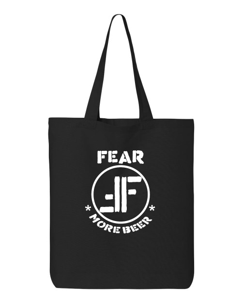 Original Fear More Beer Punk Rock Cotton Canvas Reusable Shopping Bag 12L Small Black Tote