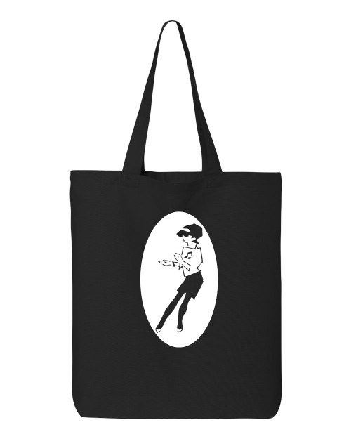 Ska Rude Girl Dancing Punk Rock Cotton Canvas Reusable Shopping Bag 27L Large Black Tote