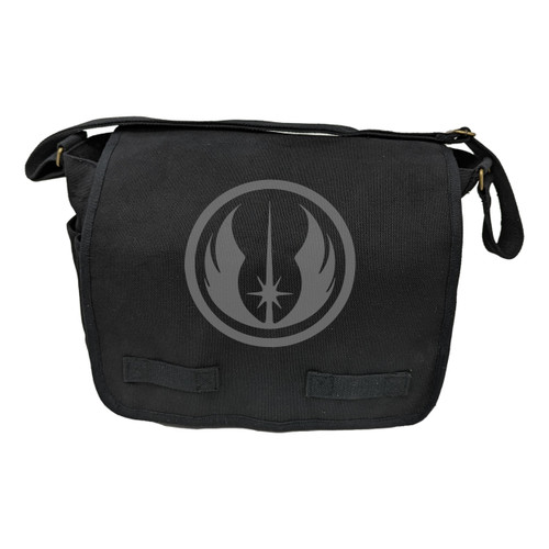 Black Cotton Canvas Military Messenger Bag 15" x 11" x 6" - Custom Transparent Star Force Jedi