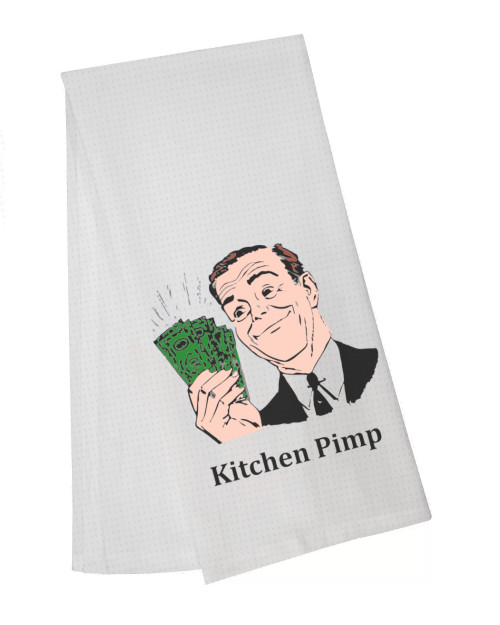 Retro 50s Kitchen Pimp Funny Anime Toon Microfiber Dish & Bathroom Hand Towel 16x24 Inches