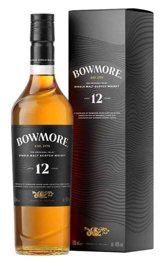 Bowmore 12 Year Old, Islay Single Malt Scotch Whisky, Bottle and presentation box.