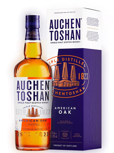 Auchentoshan American Oak, Lowland Single Malt Scotch Whisky. Bottle and presentation box.