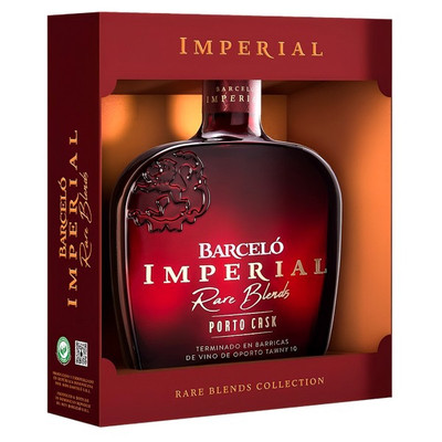 Barcelo Imperial Rare Blends Porto Cask Rum. Bottle with presentation box.