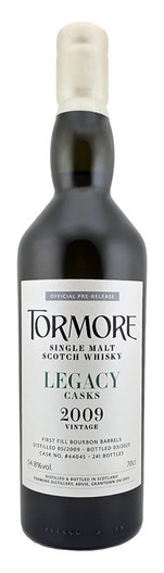 Tormore Legacy Casks, 2009 Vintage, Speyside Single Malt Scotch Whisky Bottle.