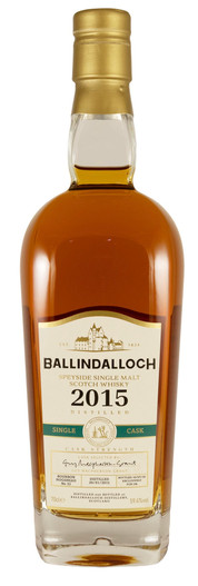 Ballindalloch Bourbon Single Cask 2015, Speyside Single Malt Scotch Whisky Bottle.