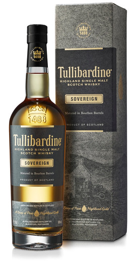 Tullibardine Sovereign, Highland Single Malt Scotch Whisky. Bottle and presentation box.