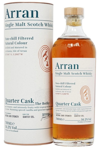 Arran "The Bothy" Quarter Cask, Highland Single Malt Scotch Whisky. Bottle and presentation tube.