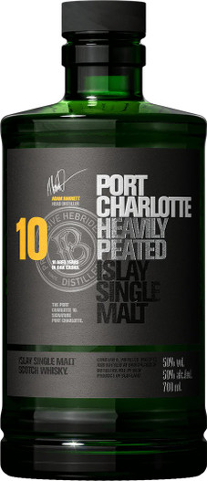 Port Charlotte, 10 Year Old, Islay Single Malt Scotch Whisky. Bottle Front.