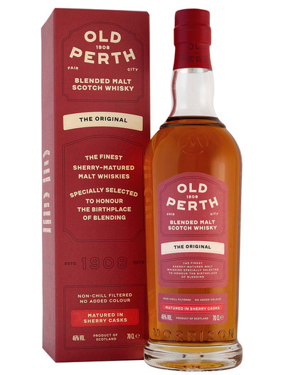 Old Perth Original Sherry Cask Matured, Blended Malt Scotch Whisky. Bottle and presentation box.