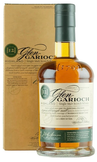 Glen Garioch 12 Year Old, Highland Single Malt Scotch Whisky. Bottle and presentation box.