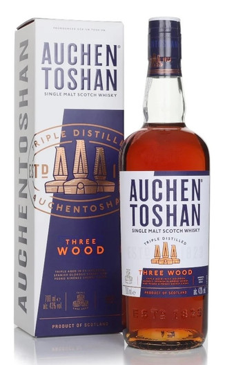 Auchentoshan Three Wood, Lowland Single Malt Scotch Whisky. Bottle and Presentation Box.