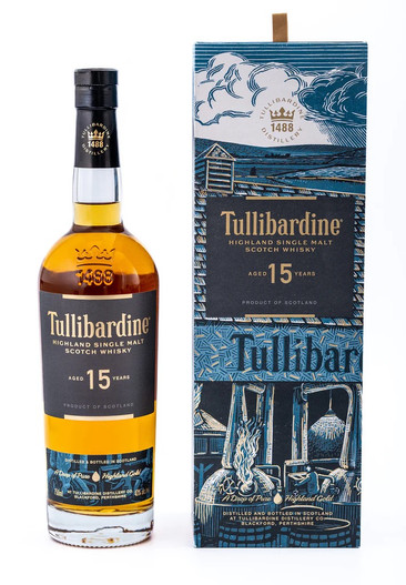 Tullibardine 15 Year Old, Highland Single Malt Scotch Whisky. Bottle and presentation box.