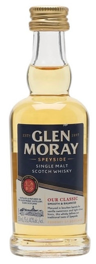 Glen Moray Our Classic, Speyside Single Malt Scotch Whisky Miniature Bottle.