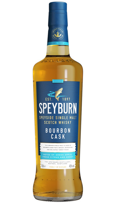 Front view of Speyburn Bourbon Cask, Speyside Single Malt Scotch Whisky Bottle.