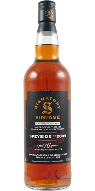 Signatory Vintage 100% Proof, 16 Year Old Speyside (m), Single Malt Scotch Whisky