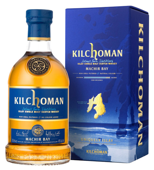 Kilchoman Machir Bay, Islay Single Malt Scotch Whisky. Bottle and presentation box.
