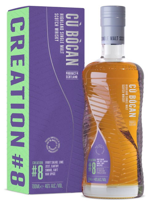Cù Bòcan Creation #8 Highland Single Malt Whisky. Bottle and presentation box.