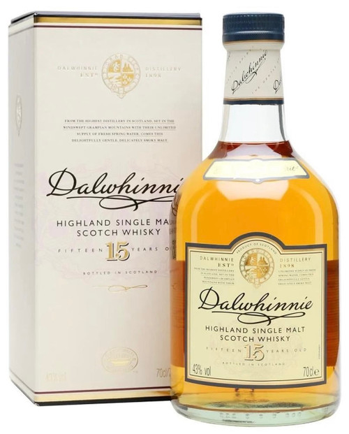 Dalwhinnie, 15 Years Old, Highland Single Malt Scotch Whisky. Bottle and presentation box.