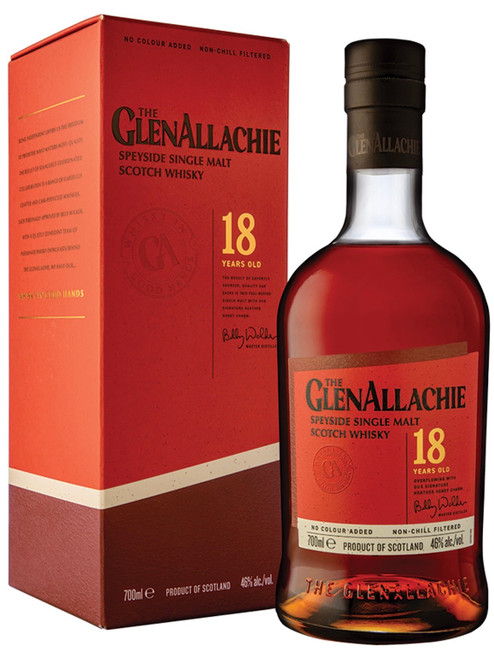 The GlenAllachie 18 Year Old, Speyside Single Malt Scotch Whisky. Bottle and presentation box.