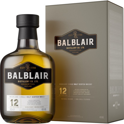 Balblair 12 Year Old, Highland Single Malt Scotch Whisky. Bottle and presentation box.