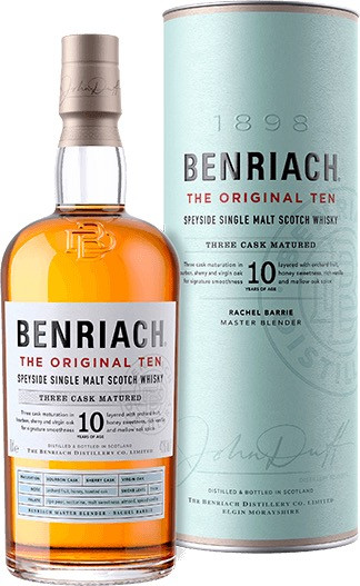 Benriach The Original 10, Speyside Single Malt Scotch Whisky. Bottle with presentation tube.