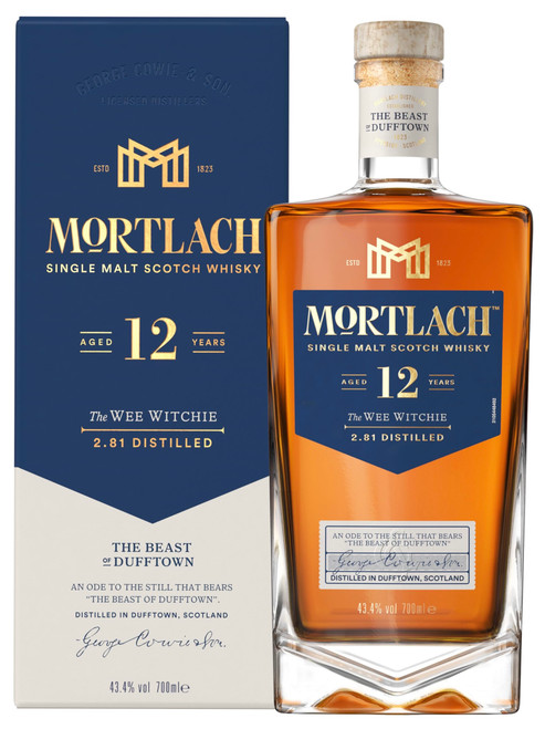 Mortlach 12 Year Old, The Wee Witchie, Speyside Single Malt Scotch Whisky. Bottle with presentation box.