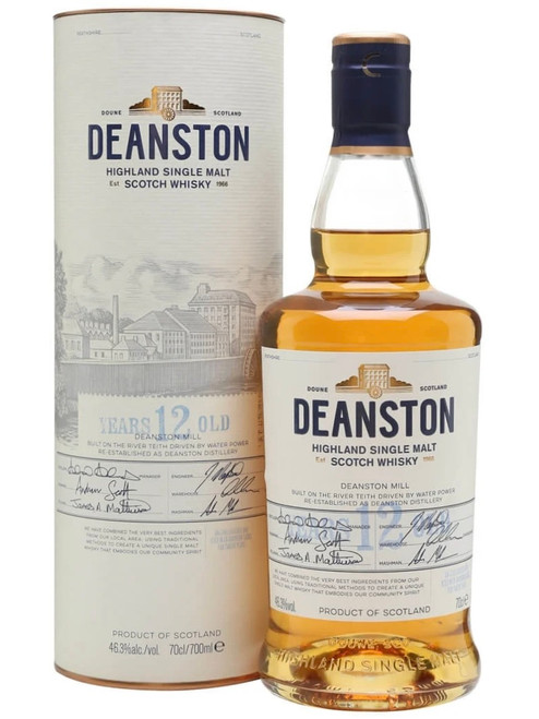 Deanston 12 Year Old, Highland Single Malt Scotch Whisky. Bottle and presentation tube.