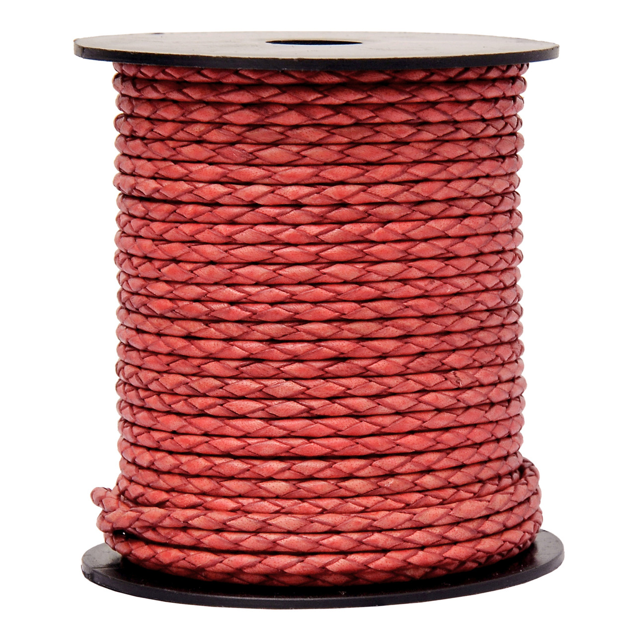 Round braided leather cord Ø6,0mm - black+red, 8,49 €