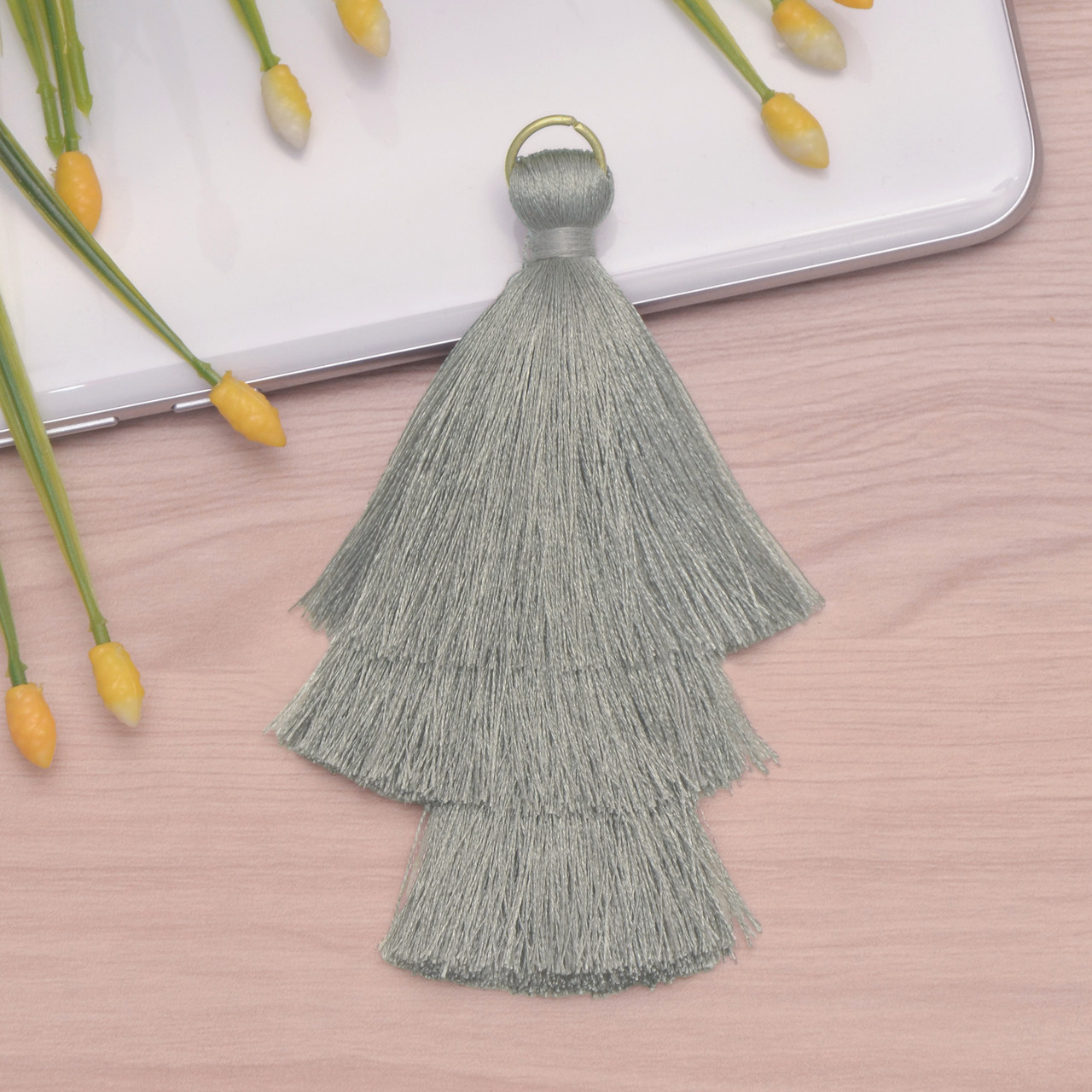 Xsotica 3 Tier Silk Tassel,DIY Craft Supplies Handmade Jewelry Tassels -  Gray 3 Layer Tassle / Tassles
