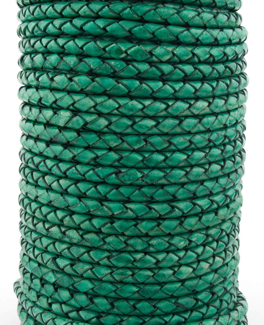 Sea Green Natural Round Bolo Braided Leather Cord 5mm