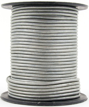 Gray Metallic Round Leather Cord 1.0mm 25 meters Gray Metallic Round Leather Cord 1.0mm 25 meters