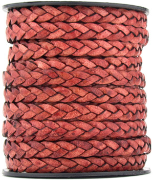 Pink Fuchsia Natural Dye Flat Braided Leather Cord 5 mm  Pink Fuchsia Natural Dye Flat Braided Leather Cord 5 mm