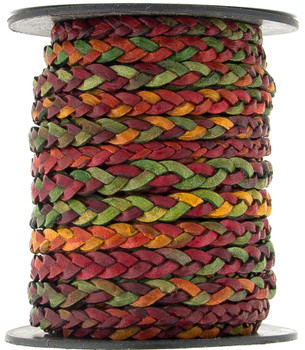 Kinte Gypsy Natural Dye Flat Braided Leather Cord 5 mm Kinte Gypsy Natural Dye Flat Braided Leather Cord 5 mm