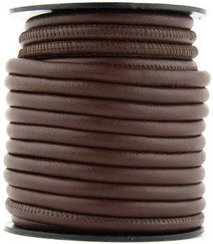 Brown Dark Nappa Stitched Round Leather Cord 4 mm 1 Yard Brown Dark Nappa Stitched Round Leather Cord 4 mm 1 Yard