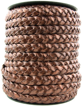 Copper Metallic Flat Braided Leather Cord 10 mm 1 Yard Copper Metallic Flat Braided Leather Cord 10 mm 1 Yard